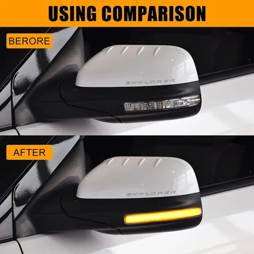 Miniatura 4 de [2 piezas] Luces intermitentes para retrovisor lateral para Ford Explorer 2011-2019 Reemplazo# BB5Z-13B375-A, BB5Z13B375A Ensamblaje de luces