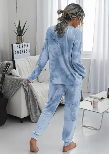 Miniatura 67 de Prettygarden - Conjunto de pijama de dos piezas para mujer, diseño de teñido anudado, sudadera informal de manga larga con pantalones largos, ropa