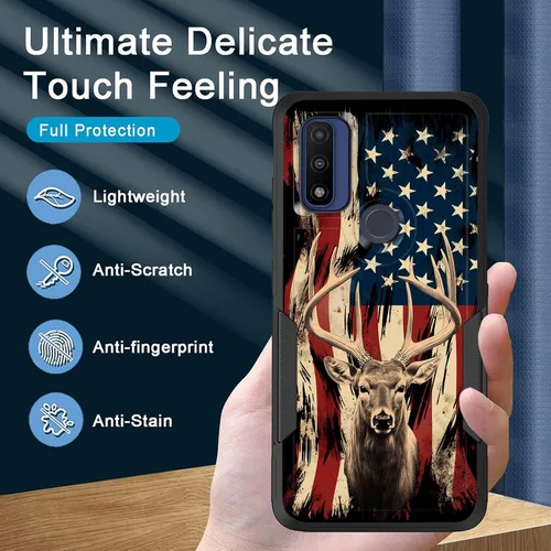 Miniatura 7 de Para Moto G Power 2022 – Funda protectora resistente de doble capa de policarbonato duro híbrido de goma suave a prueba de golpes – Ciervo