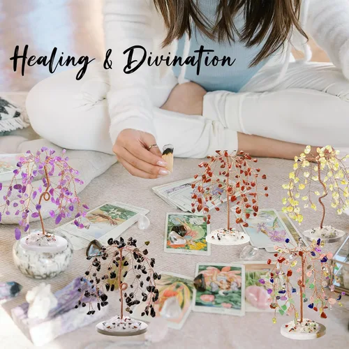 Miniatura 4 de ZHIYUXI Árbol de cristales de chakra, regalos para hombres y mujeres, decoración de habitación, accesorios de escritorio para el hogar, piedras