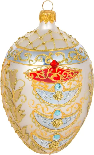 Miss Christmas Palace Collection 2025 - Adorno dorado para árbol de Navidad de cristal soplado de 5 pulgadas (elegante patrón vienés)