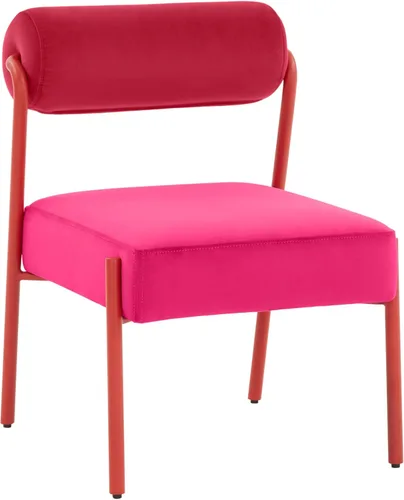 Miniatura 4 de Tov Furniture Jolene - Juego de 2 sillas de comedor de terciopelo rosa intenso