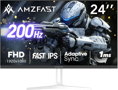 Amzfast Monitor de Gaming de 24 Pulgadas 200Hz FHD 1080p Monitor de Computadora IPS Rápido, 110% sRGB 1ms Soporte HDR Sincronización Adaptativa,