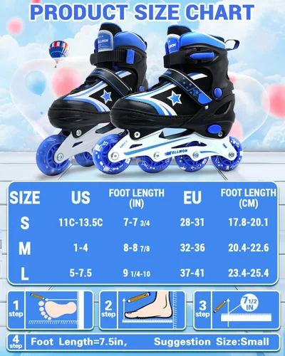 Miniatura 5 de Patines en línea para niños y niñas de 6 a 12 años, patines ajustables para principiantes con ruedas iluminadas para niños, jóvenes y adolescentes