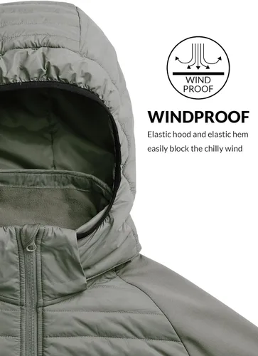Miniatura 5 de BALEAF Men's Running Jacket Lightweight Thumble Hole Warm Up Puffer Jacket Hybrid Thermal Coat Insulated Hiking Golf