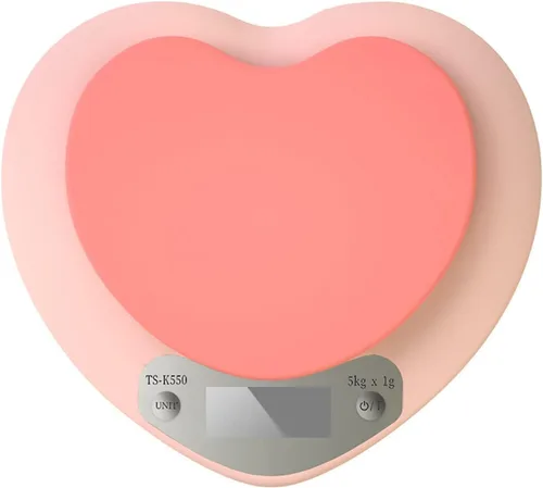 Miniatura 8 de Linda báscula de alimentos, báscula digital en forma de corazón con pantalla LCD recargable para cocinar, hornear, pesar alimentos [0.04 oz/11.0 lbs]