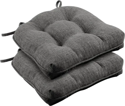 Miniatura 18 de Almohadillas de silla Wellsin para sillas de comedor, cojines de silla de cocina antideslizantes con lazos, juego de 4 almohadillas de silla de Caqui