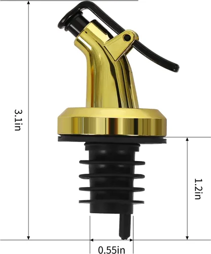 Miniatura 2 de 12 piezas de aceite de oro dispensador de aceite de oliva para tapón de botella, tapa de boquilla a prueba de fugas para aceite vinagre ensalada