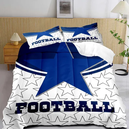 Miniatura 8 de LUVIVIHOME Juego de edredón de fútbol de 2 piezas, juego de edredón individual para niños, ropa de cama gris y azul marino, decoración de dormitorio
