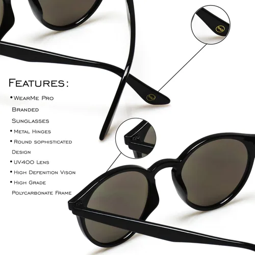 Miniatura 6 de WearMe Pro - Gafas de sol redondas retro resistentes 100 UVAUVB para mujeres y hombres