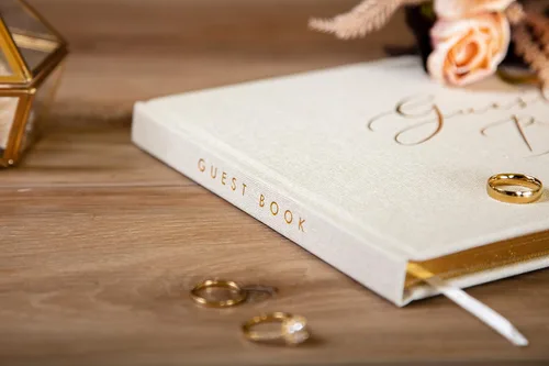 Miniatura 9 de MUUJEE Libro de visitas en relieve en blanco – 11.5 x 8.5 pulgadas, grande, moderno, de lujo, de lino, cubierta dura, libro de visitas para bodas