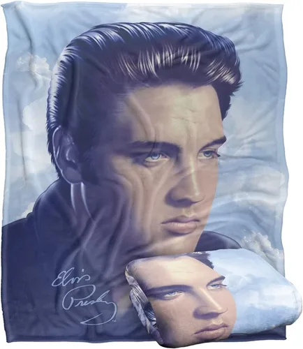 Manta Elvis Presley Big Portrait con licencia oficial de tacto sedoso, súper suave, 50 x 60 pulgadas