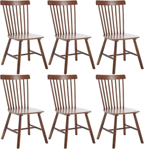 Miniatura 16 de Kmax Juego de 4 sillas de comedor vintage, sillas Windsor con patas de madera maciza, estilo campestre, nogal Nuez