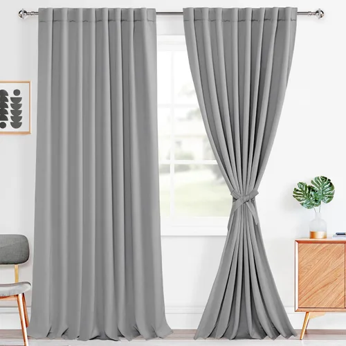 Miniatura 109 de Hiasan Cortinas opacas negras para dormitorio, cortinas opacas cortas de 45 pulgadas de largo, con aislamiento térmico, bolsillo para barra