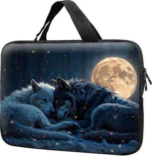 Miniatura 16 de Funda para laptop con asa de 17 pulgadas, impermeable, diseño de leopardo, compatible con MacBook Air, Pro, HP, Dell, Lenovo, ASUS
