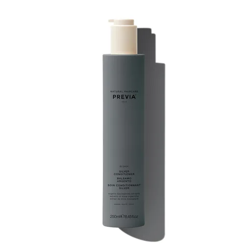 PREVIA Acondicionador rubio plateado para cabello rubio, gris y blanco, neutraliza el cobrizo, mejora los tonos rubios fríos, protege el color,