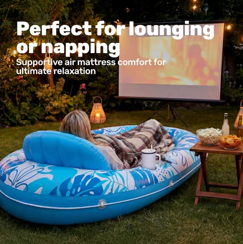 Miniatura 8 de Sloosh Flotador inflable para piscina, flotador ovalado de 70 x 50 pulgadas para adultos, flotadores de balsa para piscina, tumbona personal