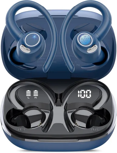 Miniatura 13 de Auriculares inalámbricos, auriculares Bluetooth 5.4 deportivos, auriculares sobre la oreja con micrófono de cancelación de ruido ENC, 48H