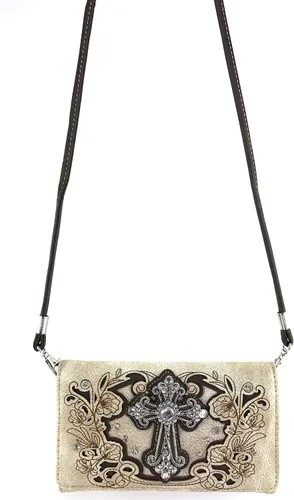 Miniatura 3 de Zelris Western Floral Blossom Cross Mujer Crossbody Muñeca Trifold Wallet