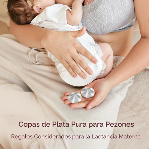 Miniatura 6 de Momcozy Copas de lactancia de plata 999, diseño original perforado transpirable, cubierta de pezón de plata 999 para lactancia materna, protector