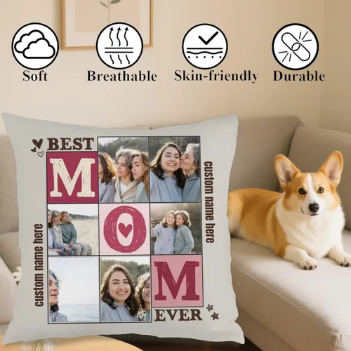Miniatura 4 de Custom Pillow Case Designed with 6 Pictures and Words for Mom, Decorative Cushion Providing a Heartfelt Gift for Family Celebrations Holidays or 6