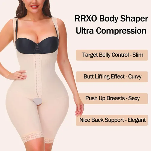 Miniatura 2 de RRXO Fajas Colombianas - Body moldeador de cuerpo para mujer con control de abdomen faja completa con busto abierto