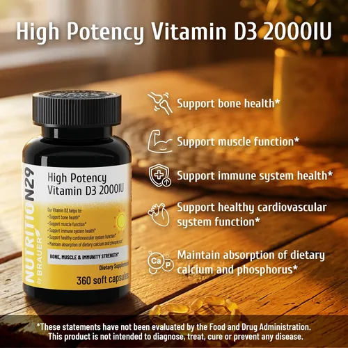 Miniatura 4 de Vitamina D3 2000 UI (50 mcg) con vitamina D3 Provitas® de grado USP, aceite de oliva dual y MCT para una mayor absorción, hueso, músculo e inmune