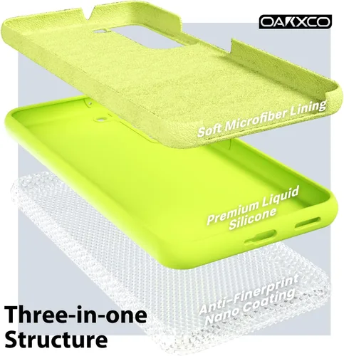 Miniatura 5 de oakxco Funda para teléfono Samsung Galaxy S22 de silicona líquida, color sólido brillante fluorescente, bonita funda protectora delgada de goma