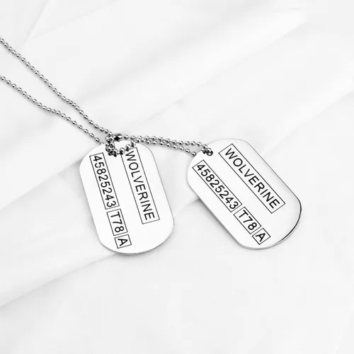 Miniatura 3 de Wolverine Logan 2 sided Dog Tags Stainless Steel Military Pendant Necklace