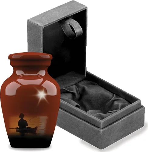 Miniatura 12 de Forever URNS - Urna funeraria de cremación para adultos con tema clásico de hombre de pesca para cenizas humanas de mujeres y hombres, 320 pulgadas