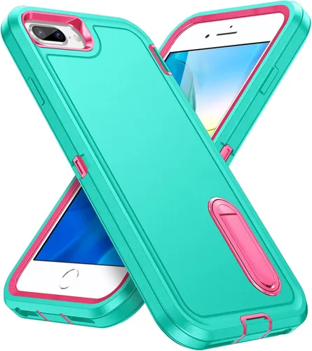 Miniatura 17 de IDweel Funda para iPhone 8 Plus/7 Plus/6S Plus/6 Plus con soporte, protección resistente, a prueba de golpes, arañazos, ajuste delgado, negro