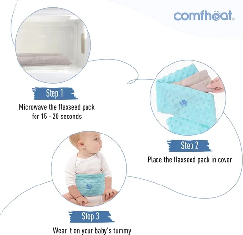 Miniatura 6 de Alivio de cólicos y gases para recién nacidos y bebés, venda caliente de semillas de lino para el vientre, cinturón de envoltura para bebé