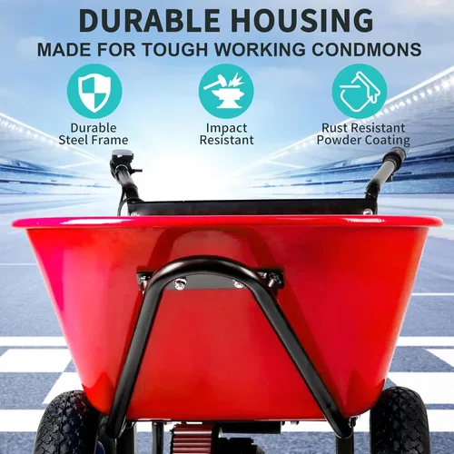 Miniatura 3 de Carretilla eléctrica, 24 V CC 180 W AGM Batería 330 lbs (150 kg) Capacidad máxima Barril Dump Material Debris Hauler Rojo