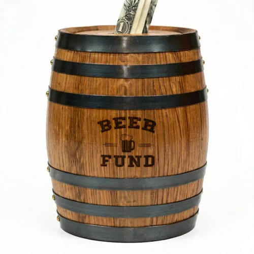 Miniatura 14 de Thousand Oaks Barrel Co. - Hucha de madera hecha a mano para adultos, ahorro de dinero para dinero real, billetes y monedas, grande de 6.5 x 4.5 x