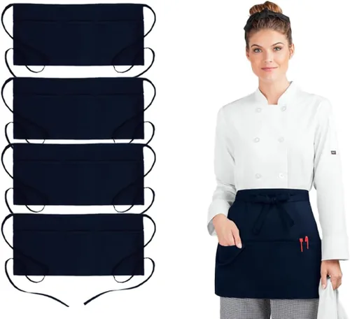 Miniatura 8 de Avalon Kitchen Server Aprons with 3 Pockets – 100% Polyester Waist Apron, 24x12 Inch Half Apron, Waitress Apron for Servers