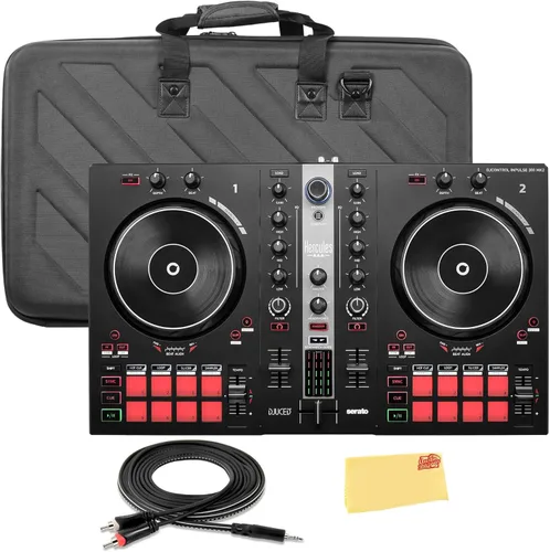 Miniatura 8 de Hercules DJControl Inpulse 500 MK2 Paquete de controlador DJ de 2 canales con estuche, cable de distribución TRS a RCA y paño de pulido Austin