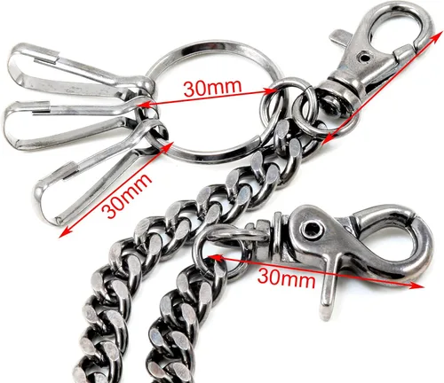 Miniatura 11 de Double K Basic Strong Strap Biker Trucker Key Jean Wallet Chain (17"/21") SLV/BLK CS146MLT