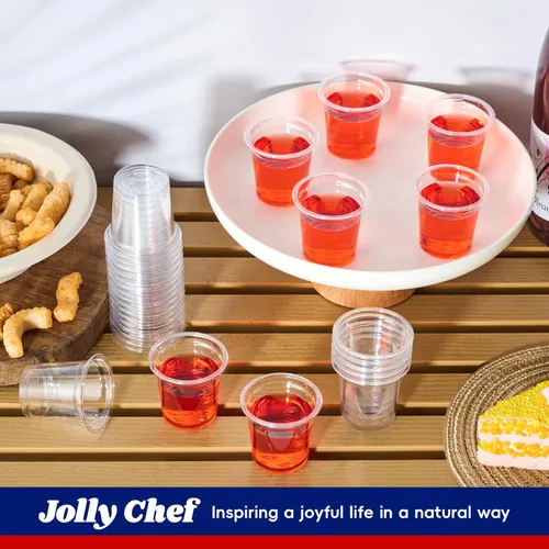 Miniatura 8 de JOLLY CHEF Paquete de 1000 vasos de chupito de plástico, vasos de gelatina desechables transparentes de 1 onza, reutilizables, perfectos