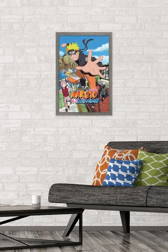 Miniatura 2 de Trends International Naruto Shippuden - Póster de pared de salto, 14.725 x 22.375 pulgadas, versión enmarcada de madera de granero