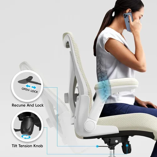 Miniatura 7 de Ergalithic Silla de Oficina Ergonómica para Hogar y Computadora - Silla X en Forma de Malla con Cuero PU y Soporte Lumbar Ajustable - Silla