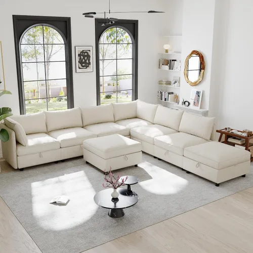 Miniatura 9 de ERYE Sofá modular de 68 pulgadas con asiento profundo, sofá modular de almacenamiento con respaldo y reposabrazos de combinación gratuita, sofá