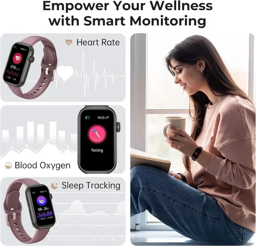 Miniatura 6 de Rastreador de actividad física para hombres y mujeres, frecuencia cardíaca 24/7, SpO2 y monitor de sueño, reloj de salud, contador de pasos