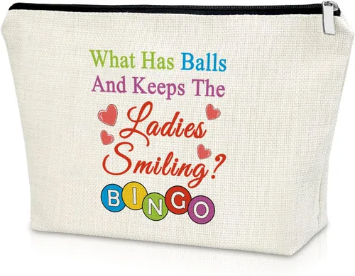 Miniatura 10 de Sazuwu Bolsa de maquillaje para juegos de bingo, regalos para amantes del bingo, bolsa de cosméticos, bolsa de juegos de azar de la suerte de casino