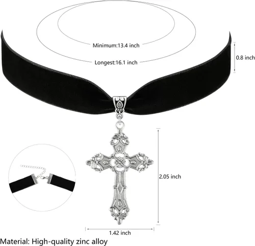 Miniatura 7 de Gargantilla para mujer, gargantilla negra, gargantilla gótica, gargantilla de terciopelo negro, gargantilla gótica, joyería gótica vintage para mujer