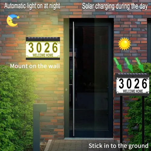Miniatura 3 de Acrylic - Números solares de dirección para casa, letrero de dirección con estacas dobles, doble color impermeable, placa de dirección moderna