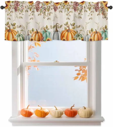 Miniatura 15 de Cenefa de cortina con lazo rojo de Navidad para ventanas, sala de estar, cocina, baño, granja, bolas de Navidad de acuarela con diseño de bayas