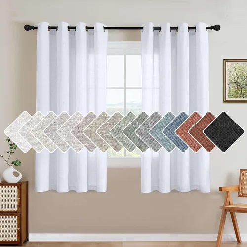 Miniatura 16 de H.VERSAILTEX Elegant - Cortinas texturizadas de lino natural mezclado con eficiencia energética, filtrado de luz, con ojales de níquel