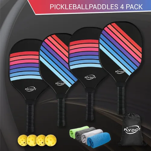 Miniatura 4 de Juego de 4 palas de pickleball, aprobadas por USAPA, 4 pelotas de pickleball para interiores y exteriores, bolsa de transporte, 4 toallas