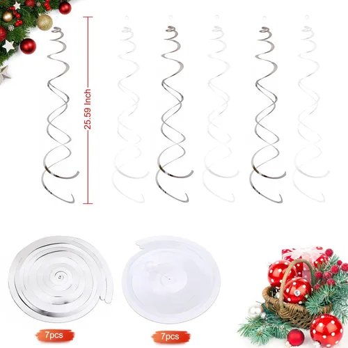 Miniatura 3 de Decoración de remolino colgante de copo de nieve de Navidad de 42 quilates, serpentinas de plástico para decoración colgante de techo, guirnalda