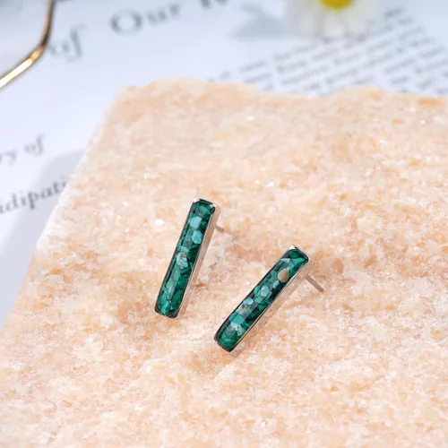 Miniatura 7 de Aretes de barra de piedras preciosas para mujer, delicados aretes de sodalita de malaquita turquesa y cristal curativo natural, aretes de barra